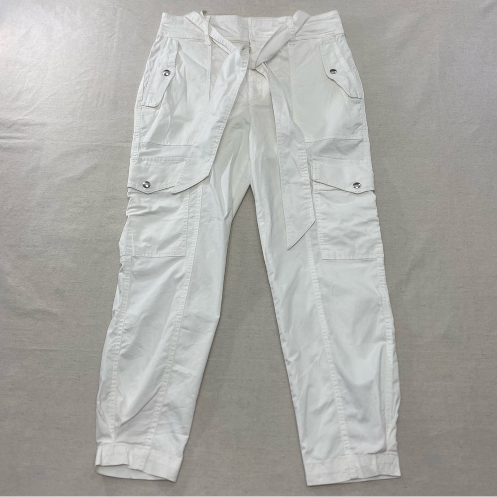 LRL Lauren Ralph lauren Black Label White Belted Cargo Pants Women's Sz. 8 32x27